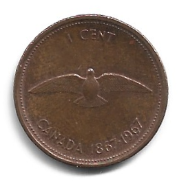 MOEDA DO CANADÁ 1 CENT 1967 KM 65