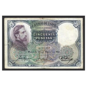 CÉDULA DA ESPANHA 50 PESETAS 1931 BC/MBC