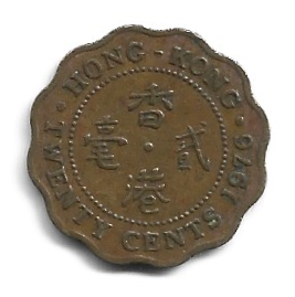 MOEDA DE HONG KONG 20 CENTS 1976 KM 36