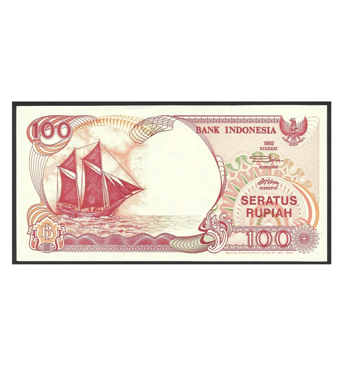CÉDULA DA INDONÉSIA 100 RUPIAS 1992 SOB/FE