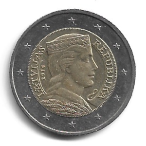 MOEDA DA LETÔNIA 2 EUROS 2014 KM 157