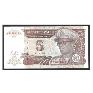 CÉDULA DO ZAIRE 5 NOVOS ZAIRES SOB/FE