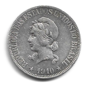 MEDA DO BRASIL 1000 RÉIS 1910 P 690 SOBERBA