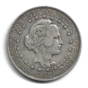 MOEDA DO BRASIL 2000 RÉIS 1912 P 704 SOBERBA