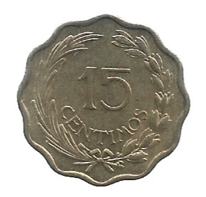 MOEDA DO PARAGUAI 15 CENTIMOS 1953 KM 26