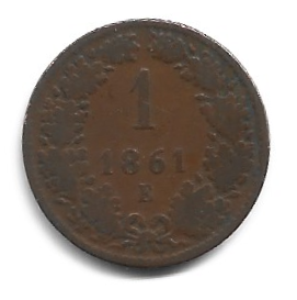 MOEDA DA ÁUSTRIA 1 KREUZER 1861 E KM 2186
