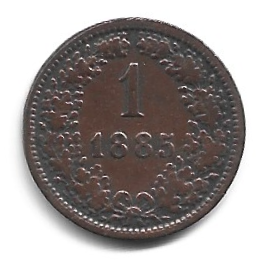 MOEDA DA ÁUSTRIA 1 KREUZER 1885 KM 2187