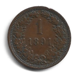MOEDA DA ÁUSTRIA 1 KREUZER 1891 KM 2187