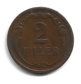 MOEDA DA HUNGRIA 2 FILLER 1927 KM 506