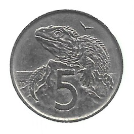 MOEDA DA NOVA ZELÂNDIA 5 CENTS 1967 KM 34