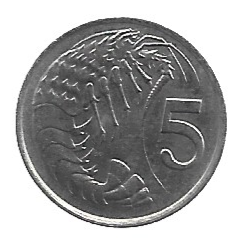 MOEDA DAS ILHAS CAYMAN 5 CENTS 1987 KM 88