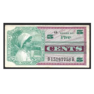 CERTIFICADO DE PAGAMENTO MILITAR DOS EUA 5 CENTS M 64 SOB/FE