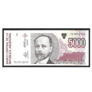 CÉDULA DA ARGENTINA 5000 AUSTRALES MBC
