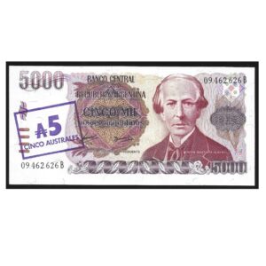 CÉDULA DA ARGENTINA 5 AUSTRALES FE