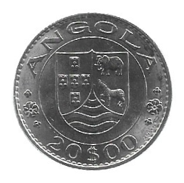MOEDA DE ANGOLA 20 ESCUDOS 1971 KM 80