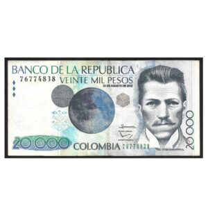 CÉDULA DA COLÔMBIA 20000 PESOS MBC