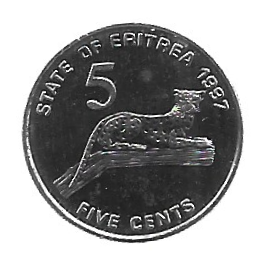MOEDA DA ERITREIA 5 CENTS 1997 KM 44