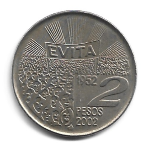 MOEDA DA ARGENTINA 2 PESOS 2002 KM 135