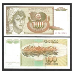 CÉDULA DA IUGOSLÁVIA 100 DINARA SOBERBA