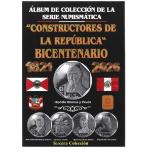 ÁLBUM PARA MOEDAS DO PERU CONSTRUTORES DA REPÚBLICA