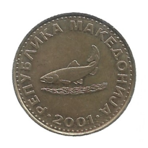 MOEDA DA MACEDÔNIA DO NORTE 2 DINAR 2001 KM 3