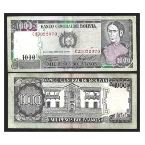 CÉDULA DA BOLÍVIA 1000 PESOS MBC