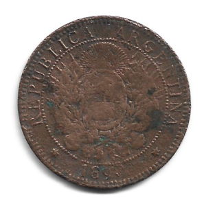 MOEDA DA ARGENTINA 2 CENTAVOS 1890 KM 33
