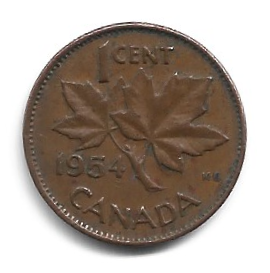 MOEDA DO CANADÁ 1 CENT 1954 KM 49