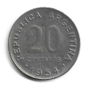 MOEDA DA ARGENTINA 10 CENTAVOS 1954 KM 50