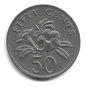 MOEDA DE SINGAPURA 50 CENTS 1985 KM 53.1