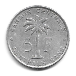 MOEDA DO CONGO BELGA 5 FRANCOS 1958 KM 3