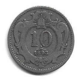 MOEDA DA ÁUSTRIA 10 HELLER 1893 KM 2802
