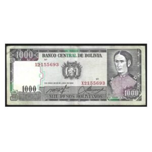 CÉDULA DA BOLÍVIA 1000 PESOS MBC