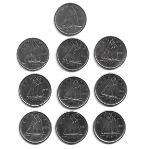 MOEDAS DO CANADÁ 10 CENTS