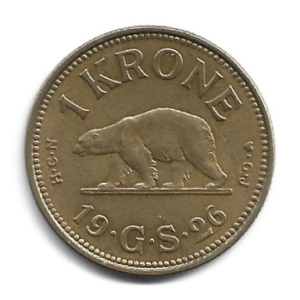 MOEDA DA GROENLÂNDIA 1 KRONE 1926 KM 8