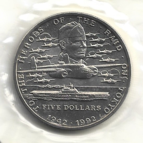 MOEDA DAS ILHAS MARSHALL 5 DÓLARES 1992 KM 84