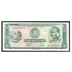CÉDULA DO PERU 5 SOLES DE ORO 1974 SOBERBA