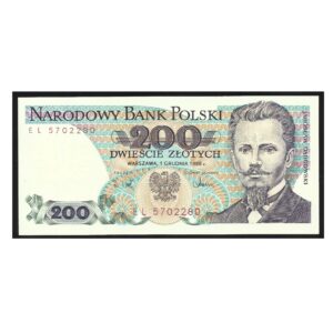 CÉDULA DA POLÔNIA 200 ZLOTYCH 1988 FE