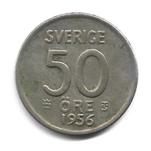 MOEDA DA SUÉCIA 50 ORE 1956 KM 825