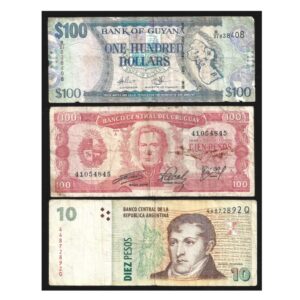 CÉDULAS DA GUIANA  URUGUAI E ARGENTINA BC