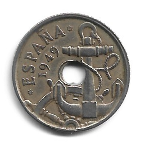 MOEDA DA ESPANHA 50 CENTIMOS 1949 KM 777