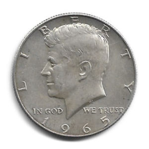 MOEDA DOS EUA HALF DOLAR 1965 KM 202 A